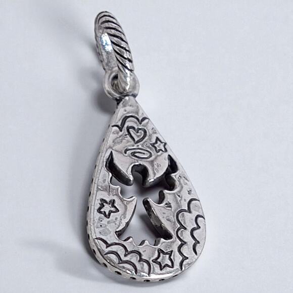 Brighton Teardrop Angel Cutout Dangle Charm Retired Silver Plated Religious - Picture 2 of 3